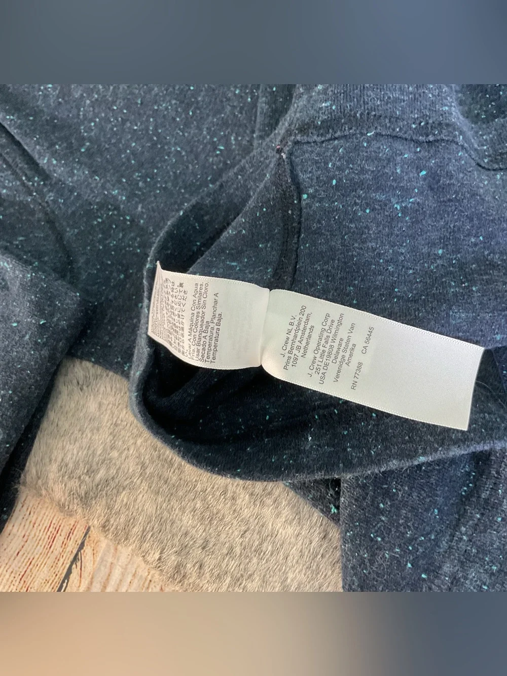 J. Crew Men's Navy Heathered Henley Knit Sweater 100% Cotton Size M